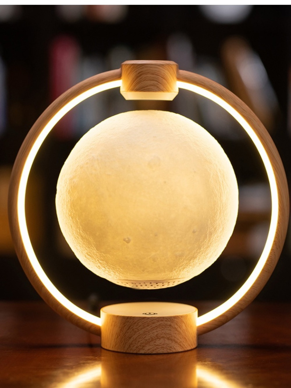 Levitating Moon Bluetooth Speaker - Light oak wood surround structure  NIB